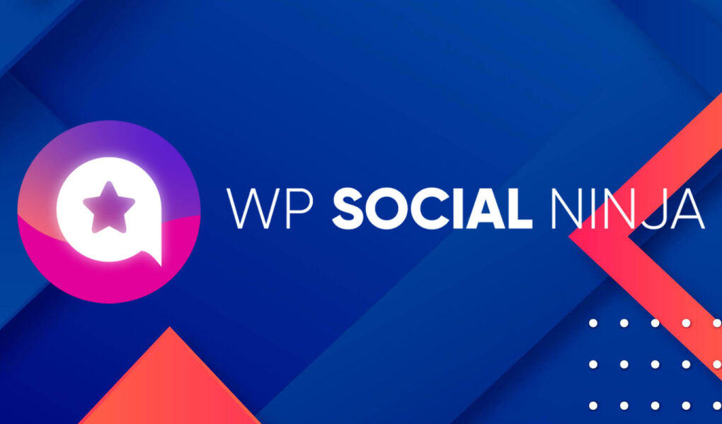 WP Social Ninja logo with icons representing social feeds, reviews, and chat widget