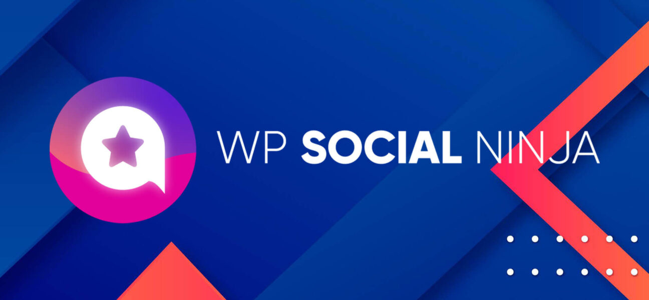 WP Social Ninja logo with icons representing social feeds, reviews, and chat widget