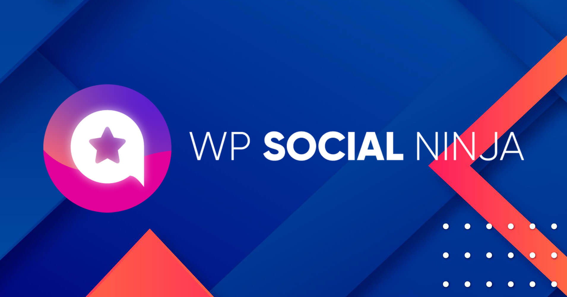 WP Social Ninja logo with icons representing social feeds, reviews, and chat widget