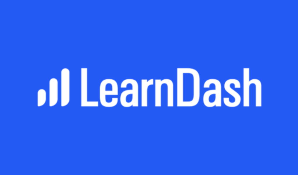 LearnDash plugin interface on WordPress showing online course features such as lessons, quizzes, and multimedia content, with icons for students, learning, and course creation."