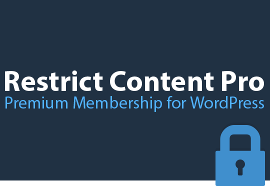 Restrict Content Pro plugin logo with membership access and content protection icons.