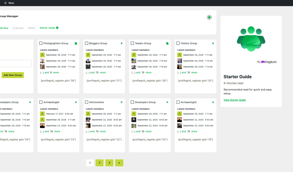 ProfileGrid logo showcasing user profiles, member directories, and community features."