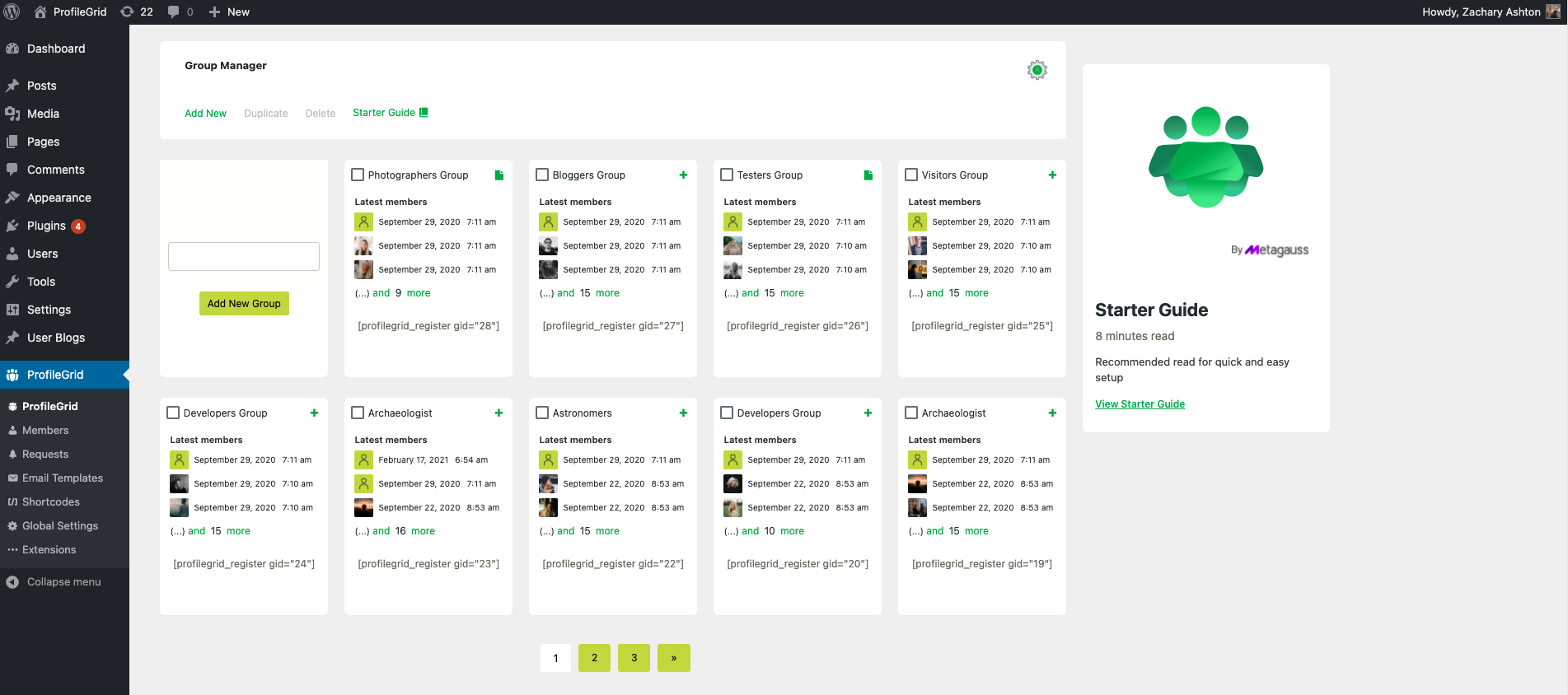 ProfileGrid logo showcasing user profiles, member directories, and community features."