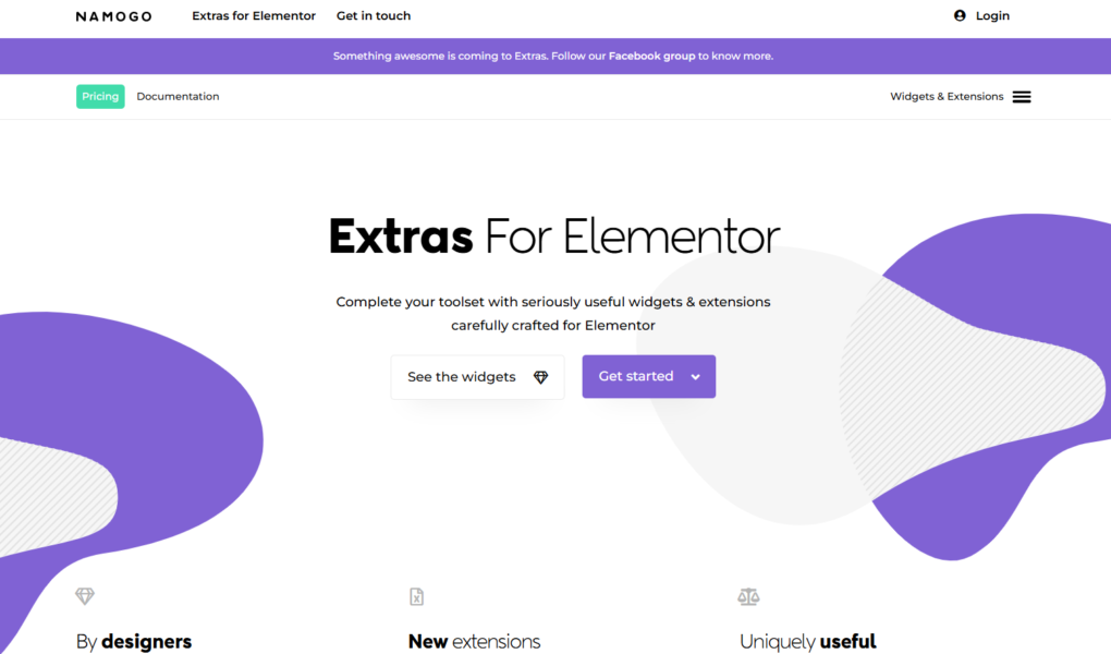 Elementor Extras widgets and features for enhanced web design.