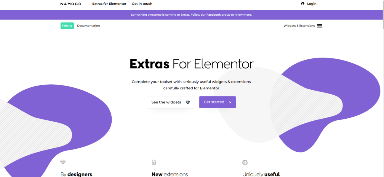 Elementor Extras widgets and features for enhanced web design.