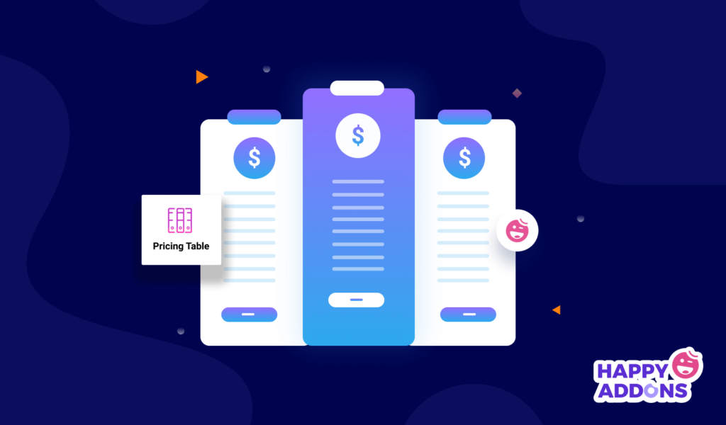 Modern pricing tables created with Happy Addons' Pricing Table widget in Elementor