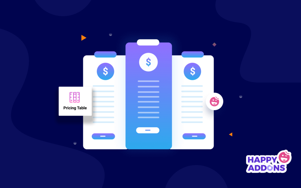 Modern pricing tables created with Happy Addons' Pricing Table widget in Elementor